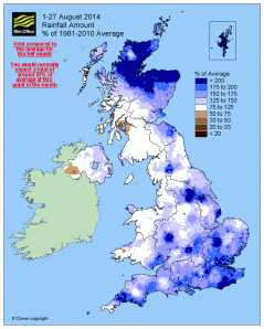 UK rainfall as a percentage of the long-term (1981-2010) average