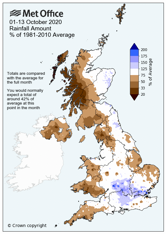 Average rainfall for October 2020